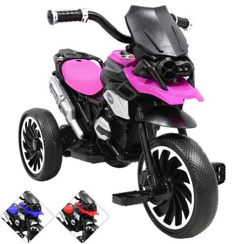 Moto Montable Eléctrica para Niños Triciclo Híbrido con Luces y Sonido Recargable 6v Soporta hasta 30 kg - Rosa