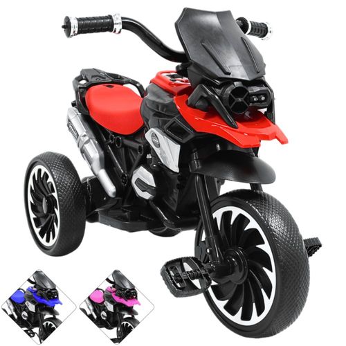 Moto Montable Eléctrica para Niños Triciclo Híbrido con Luces y Sonido Recargable 6v Soporta hasta 30 kg - Rojo