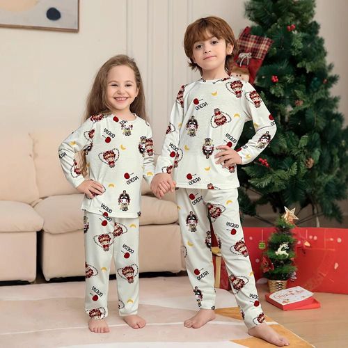 Pijama para niños de dos piezas camisa manga larga y pantalon largo, con estampados de Opera asiatica, tejido de poliéster Blanco, HOGAWAY