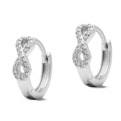 Arete Huggie Infinito con circonias Plata .925 Horoz EP274