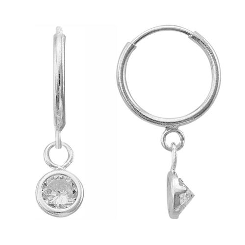 Arete Coqueta bisel Circonia blanca Plata .925 Horoz EP281