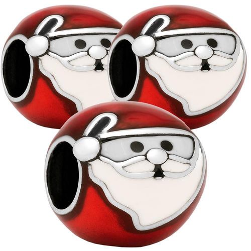 Charm metálico rojo navideño MXCXU-003 XmasClaus01 Dije navidad rojo con barba blanca