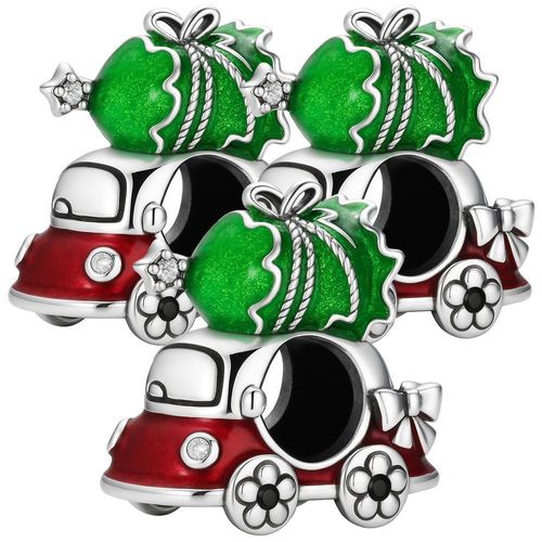 Charm navidad auto decorativo MXCXC-003 XmasCar01 Charm navideño con lazo plateado