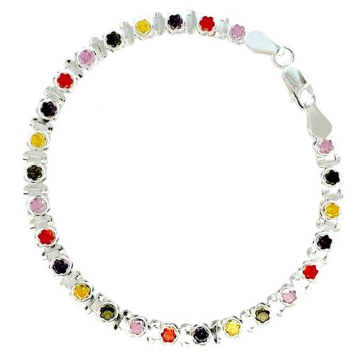 Pulsera de estrellas de colores 19cm Horoz Plata 925 EP597