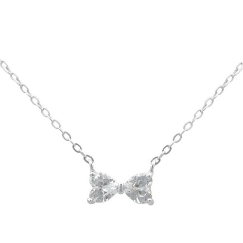 Collar Gargantilla Moño Corazón 45cm Plata Fina 925 Horoz EP927