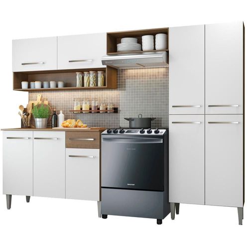 Cocina Integral 229cm sin Fregadero Marrón/Blanco Emilly Pop 02