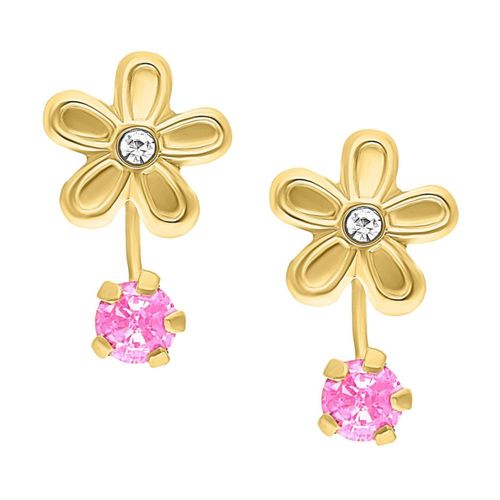 Broquel Flor Curvo circonia rosa Oro 10K Horoz V12 E515