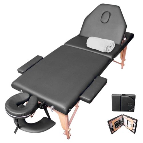 Cama Masaje Spa Reclinable Estuche Portatil Profesional Mesa Negro