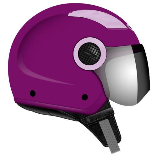 Casco Jet Fibra Mega Goggles Morado con Lila Grande