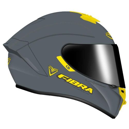 Casco Integral Fibra Giga Gris con Amarillo Grande