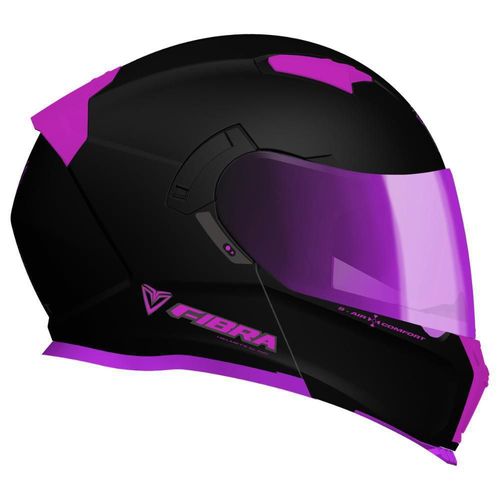 Casco Abatible Fibra Chroma Negro con Morado Mediano