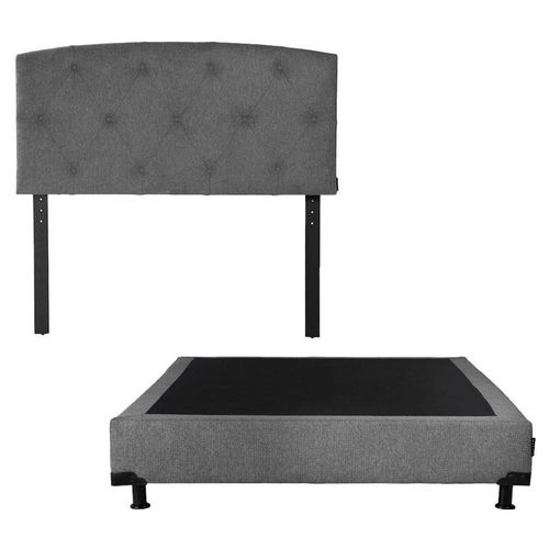 Cabecera Matrimonial Dicasa Sigma Gris Oscuro + Box Dicasa Rivo CZD