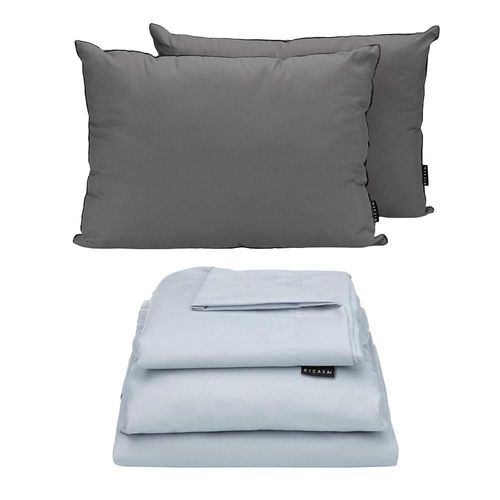 Juego de Sábanas King Size Softy Platino + Almohadas 2 Pack CZD