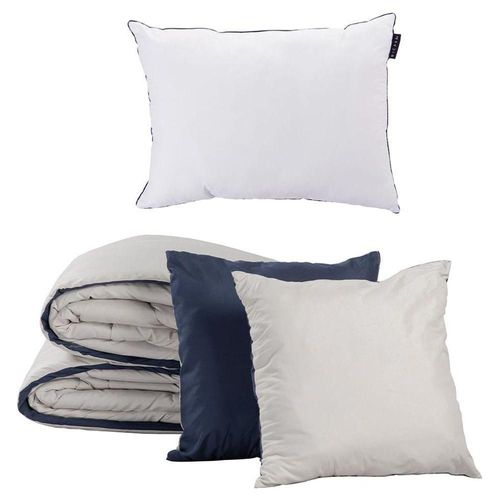 Set Edredón Individual Dicasa Couzy Azul/Gris Perla + Almohada One CZD