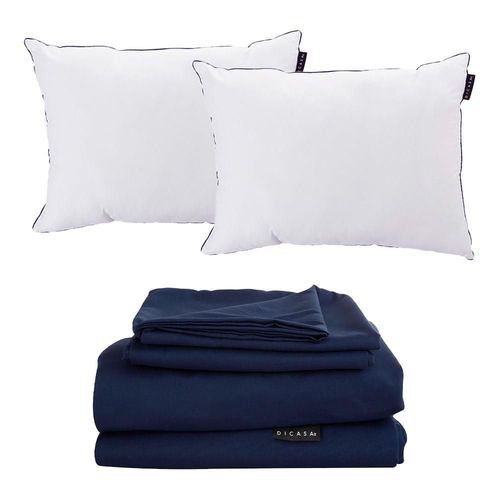 Juego de Sábanas Matrimonial Softy Azul Marino + 2 Almohadas One CZD