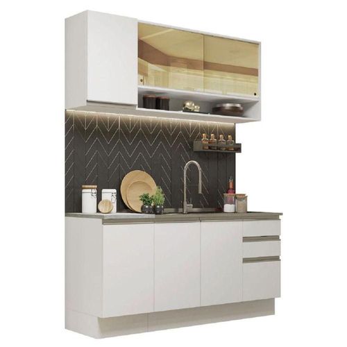 Cocina Integral Madesa Glamy Con Mesón De Acero Con 160 Cm Blanco