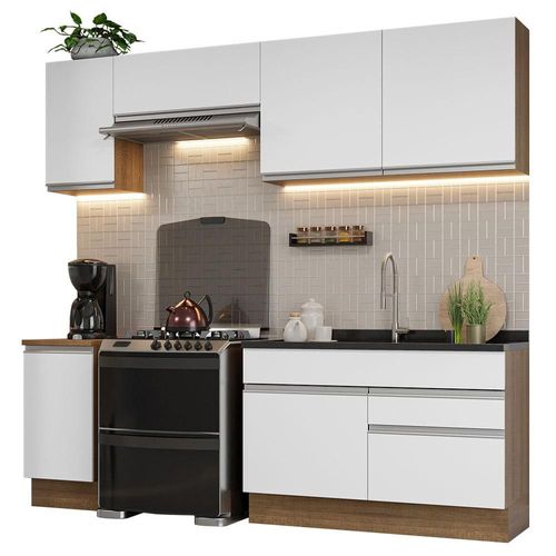 Cocina Integral 240cm Glamy Madesa 07 Marron/Blanco