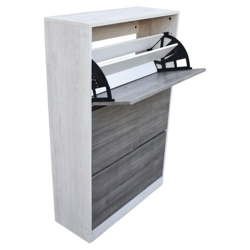 Zapatera Venecia de 3 Niveles Hogare Blanco Gris