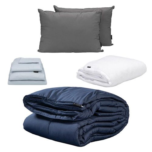 Edredón King Size Homy Azul + Sábanas +Protector +Almohada 2Pack CZD