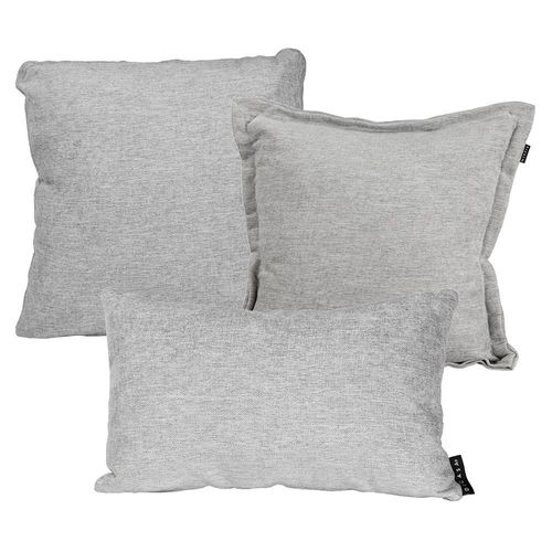 Set de 3 Cojines Decorativos Niz Kappa + Zita + Delta Gris Plata CZD
