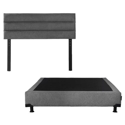Cabecera Individual Dicasa Logan Gris + Box Rivo Gris RGH