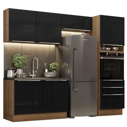 Cocina Integral Completa 260 cm Lux Marrón Negro Madesa 05