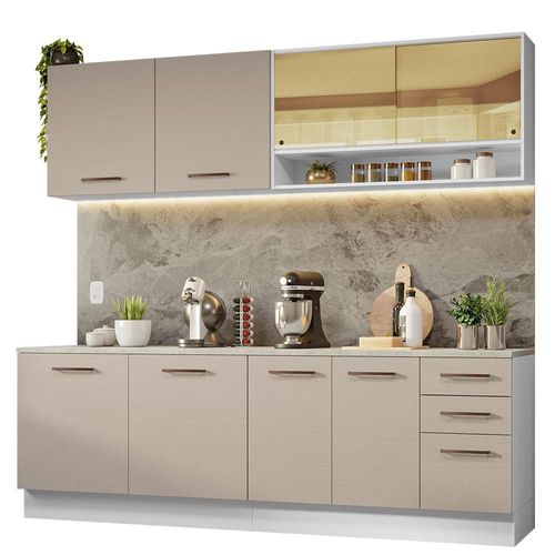 Cocina Integral 240x60cm Madesa Agata Blanco Crema 01