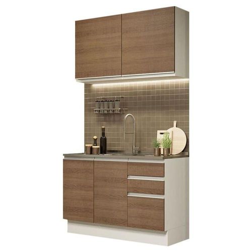 Cocina Integral Madesa Glamy Sin Mesón De Acero Con 120 Cm Marron