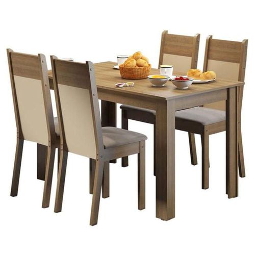 Juego De Comedor Madesa Havana Con 4 Sillas Marron Creme