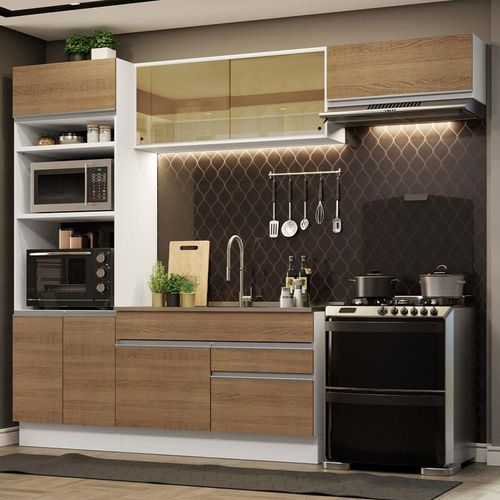 Cocina Integral 270cm Glamy Madesa 11 Blanco/Marron