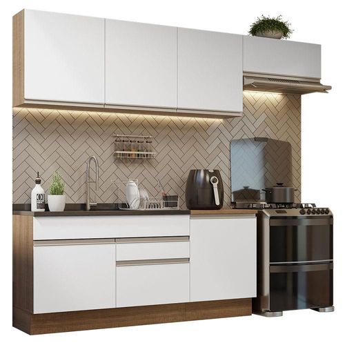 Cozinha Integral 260cm Glamy Madesa 03 Castanho/Branco