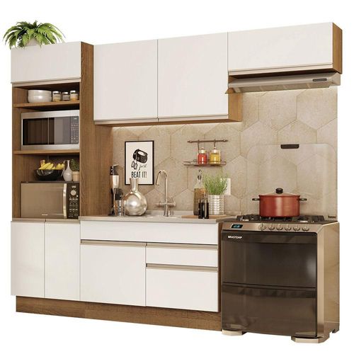 Cocina Integral 270cm Glamy Madesa 15 Marrón/Blanco