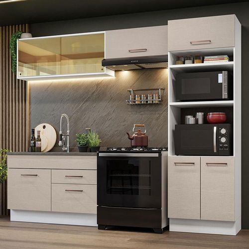 Cocina Integral 270cm Agata Madesa 05 Blanco/Crema