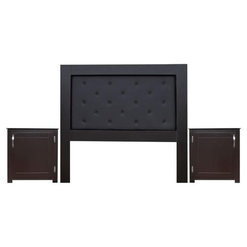 Recámara queen  liz botones color chocolate 3 piezas