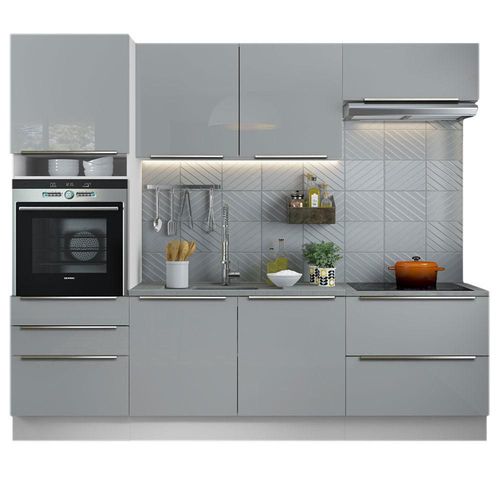 Cocina Integral Completa 260 cm Lux Blanco Gris Madesa 01