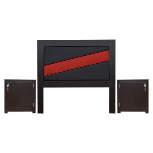 Recámara queen  liz diagonal roja color chocolate 3 piezas