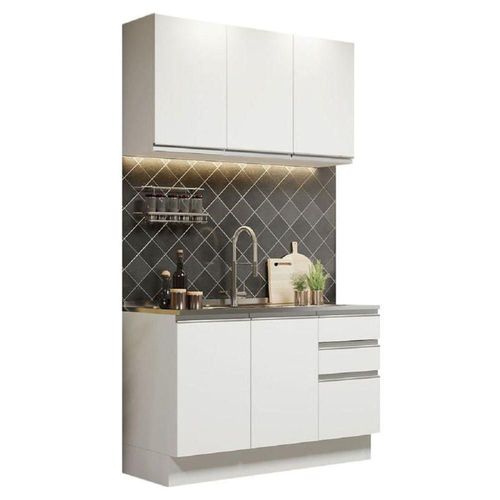 Cocina Integral Madesa Glamy Sin Mesón De Acero 120 Cm Blanco