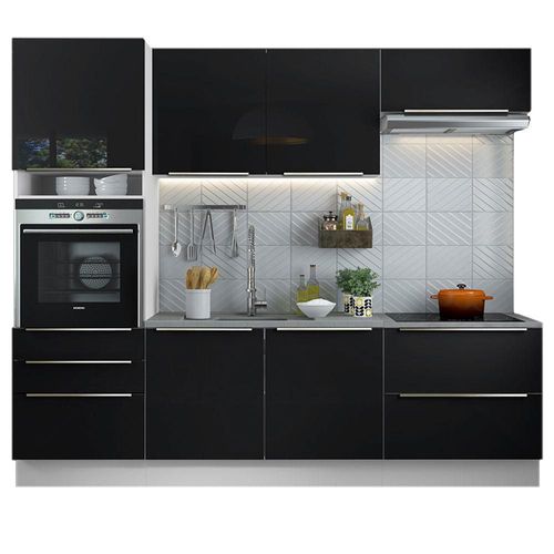 Cocina Integral Completa 260 cm Lux Blanco Negro Madesa 01