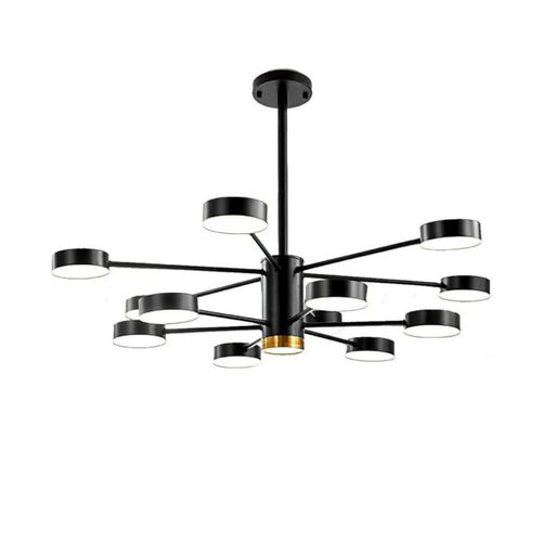 Ilios Innova | Lámpara de techo estilo industrial hierro forjado negro con dorado. Lámpara de techo industrial downlight 12+1 luces.