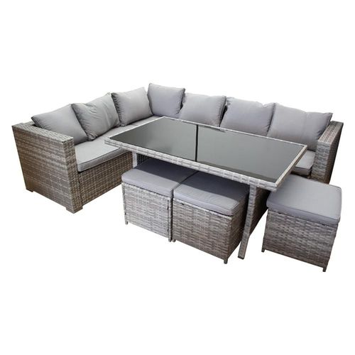 Juego De Sala Comedor Para Jardín Esquinera Color Gris