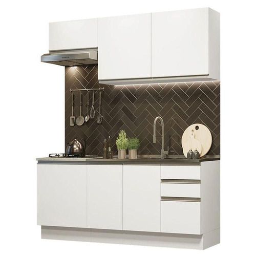 Cocina Integral Madesa Glamy Con Mesón De Acero - 180 Cm Blanco
