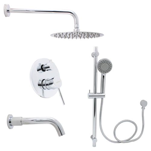 Accesorios Baño Redondo Regadera Teléfono Salida Tina Cromado