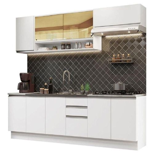 Cocina Integral Madesa Glamy Con Mesón De Acero 240 Cm Blanco