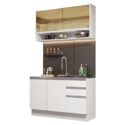 Cocina Integral Madesa Glamy Con Mesón De Acero 120 Cm Blanco