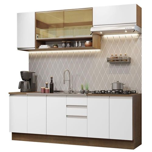 Cocina Integral 240cm Glamy Madesa 03 Marron/Blanco