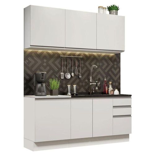 Cocina Integral Madesa Glamy Con Mesón De Acero 180 Cm Blanco