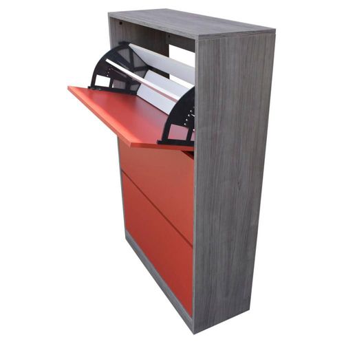 Zapatera Venecia de 3 Niveles Hogare Gris Rojo