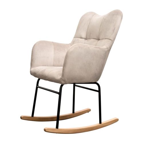 Ilios Innova | Silla Mecedora de Terciopelo con Patas Madera, Diseño Moderno y Cómodo. Perfecta para Relax y Descanso en Sala o Dormitorio.