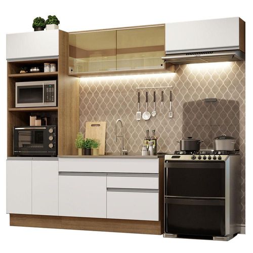 Cocina Integral 270cm Glamy Madesa 11 Marron/Blanco