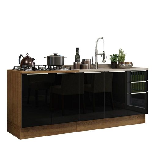 Kit de 2 Balcones de Cocina Lux Marrón Negro Madesa